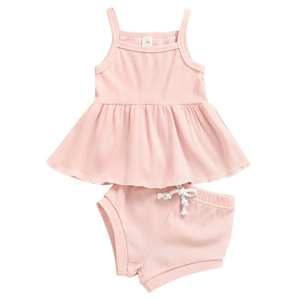 Newborn Baby Girl Clothes Romper Jumpsuit Toddler Strappy Tops Shorts Outfit Set